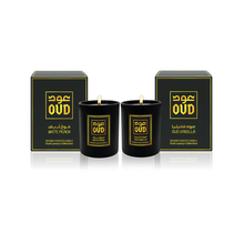 Load image into Gallery viewer, 2 OUD ORGANIC CANDLES VANILLA &amp; WHITE PEACH COMBO 220ml EACH by OUDLUX